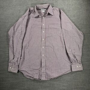 Brooks Brothers Shirt Mens 16.5 34/35 Burgundy Striped Excellent Cotton USA Made